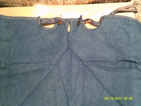 Longaberger 1979-06 LARGE PICNIC BASKET Liner DENIM w/ ORANGE TOP STITCH New MIB Cover