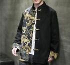 Men's Fashion Chinese Style Stand Collar Long Sleeve Printed Jacket Padded Coats