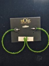 NWT nOir LG Green Beaded Round Hoop Earrings 113346