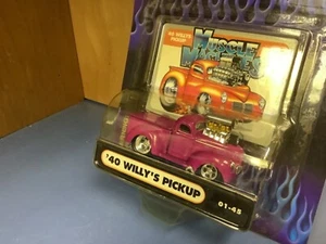  '40 WILLYS pickup Muscle Machine blower  street rod magenta funline1:64  - Picture 1 of 1
