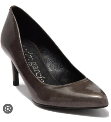 Pedro Garcia Erya Pointy Toe Patent Leather Pumps Kitten Heels 7.5/38 gray shoes - Image 1 of 4