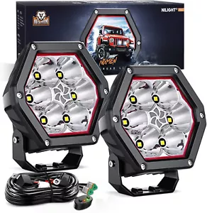 Nilight 4 Inch Hexagon LED Pod Lights with DRL 30W 2600LM 10??Super Spot Light - Picture 1 of 8