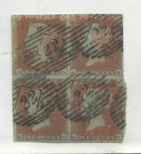 1841 1d AG-BH Alphabet 2 block of 4 used with 3 1/2 margins - Picture 1 of 1
