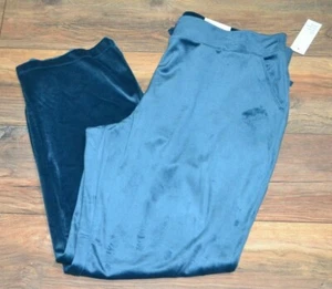 Croft & Barrow Blue Dye Velour Pant Straight Leg Super Soft Pants Teal - Picture 1 of 3