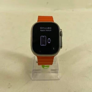Unlocked Apple Watch Ultra 49MM Natural Titanium Orange Loop Band MQF33LL/A - Zdjęcie 1 z 5