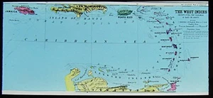 HAND COLOURED Glass Magic Lantern Slide MAP OF THE WEST INDIES C1910 PHOTO - Picture 1 of 2