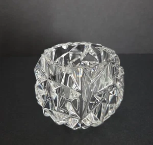 Tiffany Glass TIFFANY CO Crystal Rock Cut Votive Candle Holder Etched Logo - Picture 1 of 4