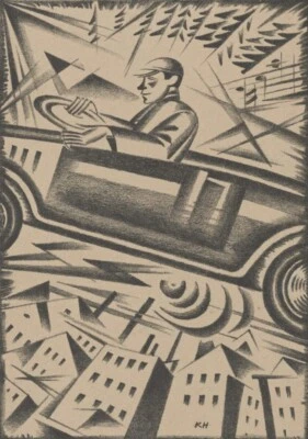 Chauffeur Karol Hiller 1922 Futurist Constructivist Polish Art Print Dynamic - Image 1 of 2