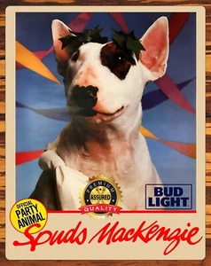 Spuds Mackenzie - Bud Light - The Original Party Animal - Insegna in metallo 11 x 14 - Foto 1 di 3