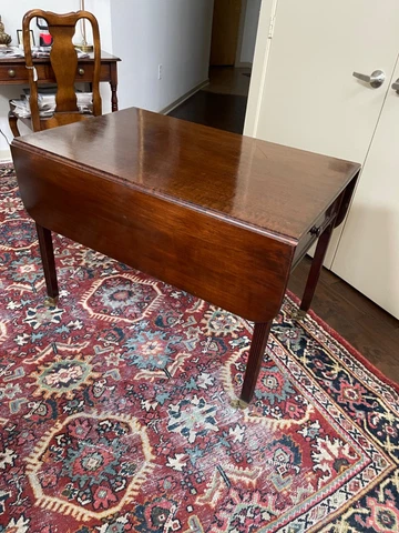 Antique English Georgian Mahogany Breakfast Drop Leaf Table c1825  39x25x28-1/2h Cover