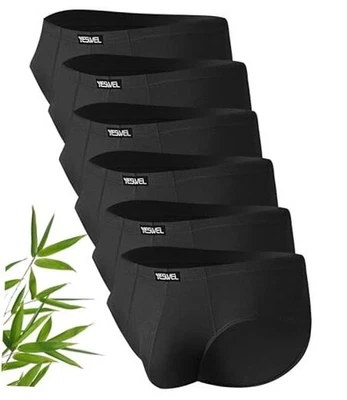 Mens Underwear Briefs Cool Viscose Made from Bamboo, Breathable Large 6x Black - Image 1 of 4