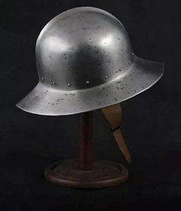 🔆LARP Kettle Helmet | Steel Hammered Medieval Blackened Armor Helmet | Knight - Picture 1 of 11