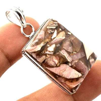 Colgante de joyería de aniversario hecho a mano de piedras preciosas de rodocrosita de cobre 1,8" p781 Foto 1 de 3