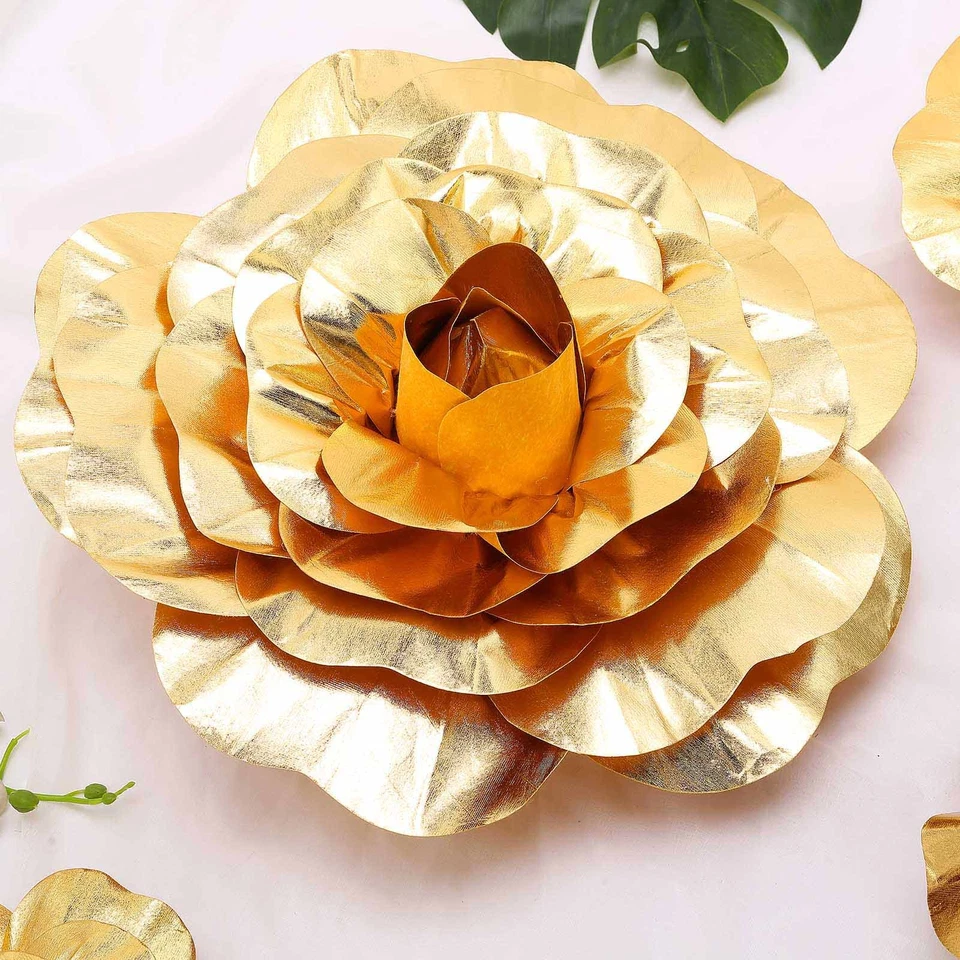 8 pcs 16" Gold Artificial Large Roses Flowers Wall Backdrop Party Wedding - Image 1 of 4