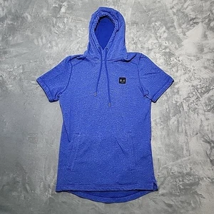 Under Armour Hoodie Men's Small Blue UA Terry Pullover Short Sleeve Sweatshirt - Picture 1 of 8