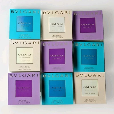 Bvlgari Parfum Set 9x 1,5 ml Omnia Crystalline Amethyste Paraiba 3 Verschiedene
