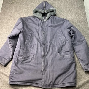 Parka invernale uomo Levis XL blu navy pelliccia sintetica cappuccio bottoni tasche lavoro militare - Foto 1 di 13