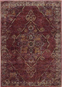 Red Curls Curves Oval Bordered Medallion Area Rug 7135E - Aprx 3' 3" x 5' 2" - Picture 1 of 1