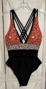 Traje de baño para mujer talla grande de una pieza negro bohemio 2XL NUEVO CON ETIQUETAS - Imagen 1 de 6