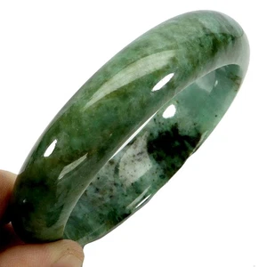 Bangle Jadeite Jade Myanmar 352.55ct 15x8mm Natural Handicraft Gemstone 6.6in - Picture 1 of 13