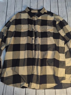 Filson Vintage Flannel Work Shirt Cream Black Buffalo Check XXXL Mens - Image 1 of 4