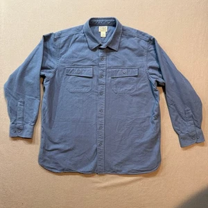 L.L. Camicia in tessuto camoscio blu fagiolo cotone pesante flanella da lavoro uomo XL - Foto 1 di 10