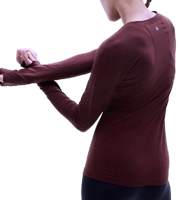 ATHLETA Momentum Seamless Tee Top Long Sleeve Stretch Mesh Women's Sz S Garnet - Image 1 of 4