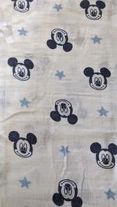 Disney Mickey Mouse Gauze Baby Blanket Mickey Heads Blue Stars 42 inches Square  - Picture 1 of 2