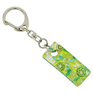 GlassOfVenice Murano Glass Colors Stick Keychain - Green Silver - Picture 1 of 4
