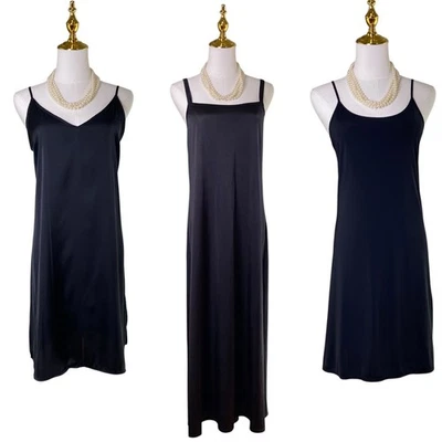 Lote de 3 - Vestidos Negros Sedosos Sin Mangas Completas en Largo Corto y Maxi Para Mujer Talla S Foto 1 de 4