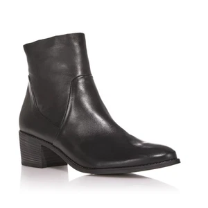 Paul Green Suzette Block Heel Booties 4 6.5 Black NWOT Leather Ankle Boots - Picture 1 of 10