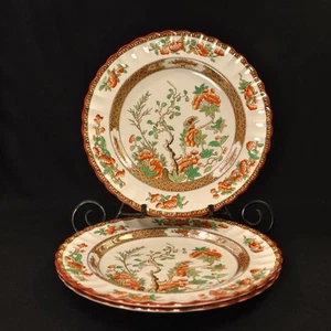 Spode Copeland 3 Dinner Plates 10 3/8" Hand Painted India Tree Rust Green 1948 - Picture 1 of 16