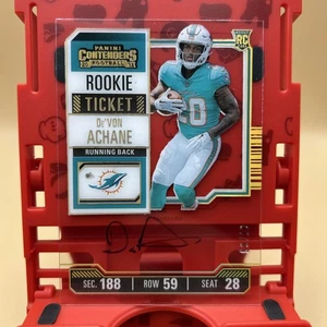2023 Panini Contenders Football Devon Achane Gold Rookie Auto 9/10 #109 Dolphins - Picture 1 of 6