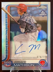 2025 Topps Pro Debut - Chrome Carter Mathison #PDC-88 Refractor Autographs /199 - Afbeelding 1 van 2
