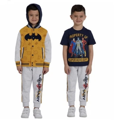 Juego de chaqueta de 3 piezas Bat Man talla 4T dorado, gris, azul marino conjunto de superhéroes Foto 1 de 4