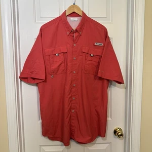 Columbia Men's PFG Short Sleeve Shirt Fishing Coral Large Tall - Bild 1 von 10