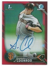 2016 Bowman Chrome SAMUEL SAM COONROD Prospect Refractor Autograph Auto RED #5/5