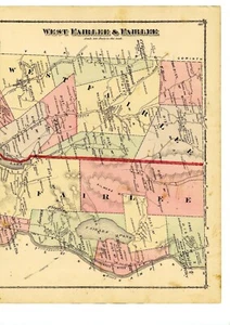 Mapa antiguo de 1877 de West Fairlee y Fairlee Vermont del Atlas del Condado de Orange - Imagen 1 de 3
