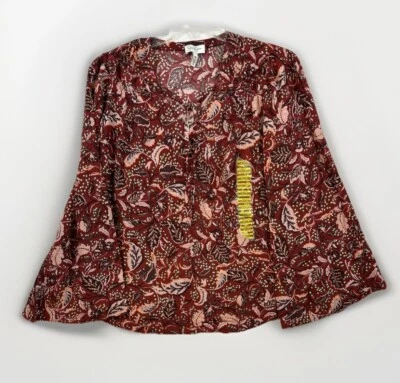 Jessica Simpson Blouse Womens Medium Leslie Boho Mother Nature Flare Sleeve NWT - Image 1 of 4