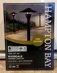 Hampton Bay Black Low Volt LED Landscape Path Light Kit 6 Lights +Power & Wire - Picture 1 of 11