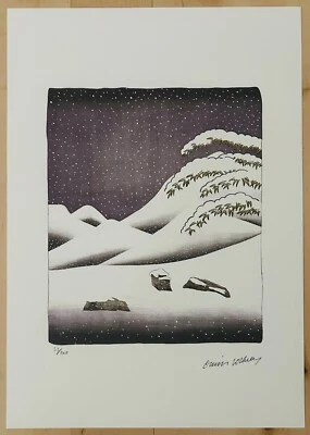 Litografía Off Set David Hockney (Después) "Nieve, de 1981 Weather Series" Foto 1 de 4