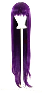 Peluca de cosplay púrpura púrpura ciruela de 40"" larga recta con golpes cortos NUEVA - Imagen 1 de 1