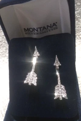 Montana Silversmiths искрящийся кристалл заполненный стрелы подвеской серьги-гвоздики + коробка EC - Изображение 1 из 4