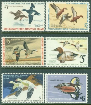 EDW1949SELL : USA 1969-78 Scott #RW36, 38-39, 42, 44-45 Very Fine, MNH. Cat - Image 1 of 2