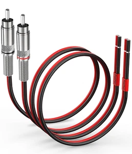 RCA to Speaker Wire Adapter - 14AWG, 3Ft Pure Copper, Subwoofer Compatible - Picture 1 of 6