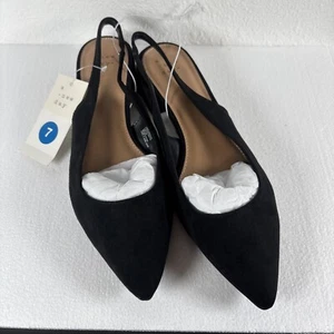 Women's Elle Slingback Pointed Toe Heels Black - A New Day - SIZE 7 - Picture 1 of 6
