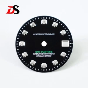 DS Zircon GMT-series Dial NH34 Matte Simulated Diamond Index 28.5mm Custom logo - Picture 1 of 6