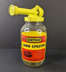 Vintage Ortho Lawn Garden Sprayer Glass Bottle with Metal Top - Picture 1 of 7