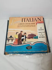 Vintage 1956 A Complete Language Course LIVING ITALIAN RPM Records Broken Box - Picture 1 of 9