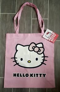 New HELLO KITTY Glittery Pink 100% Cotton Canvas Shopper Tote Bag